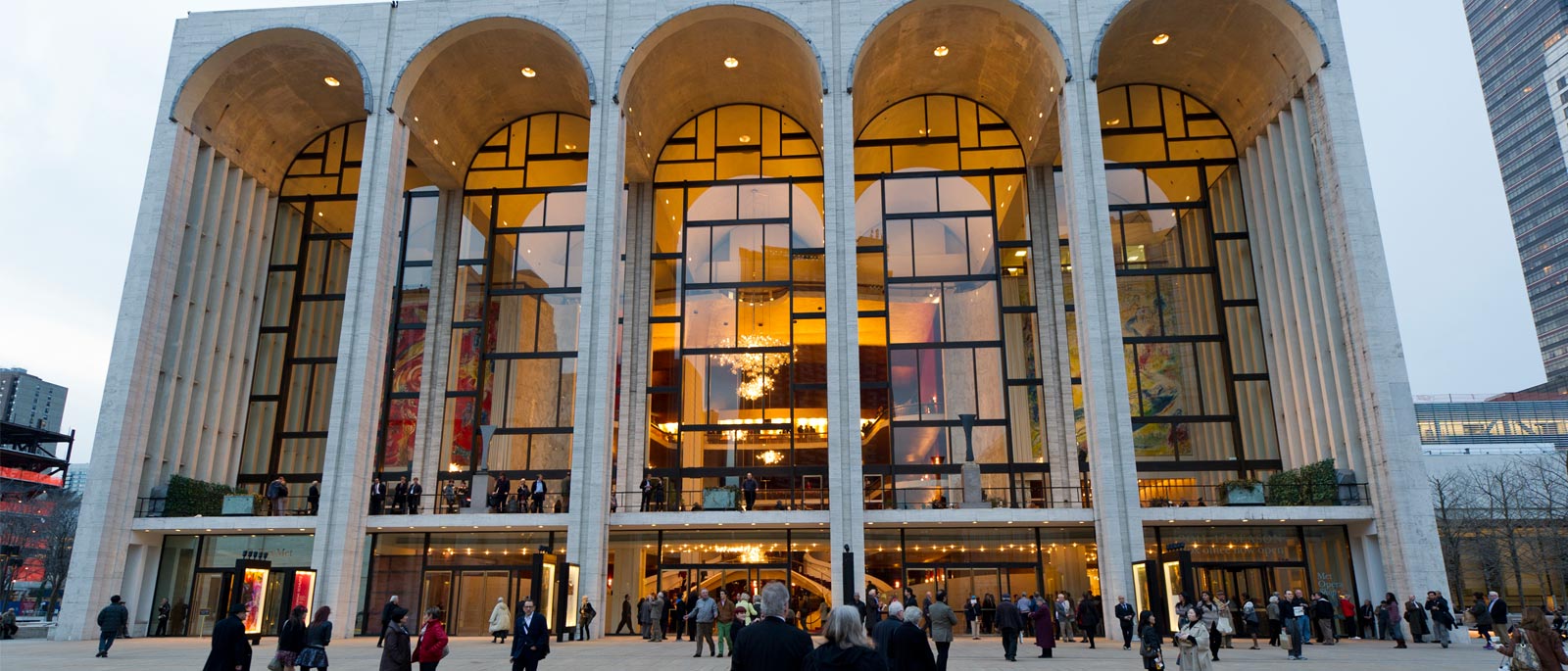 An outside view of the Met Opera house